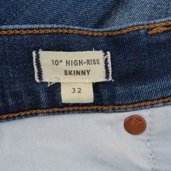 Madewell Women 32 10in High Rise Skinny Blue Denim Jeans Cotton Blend Pockets - Picture 7 of 11